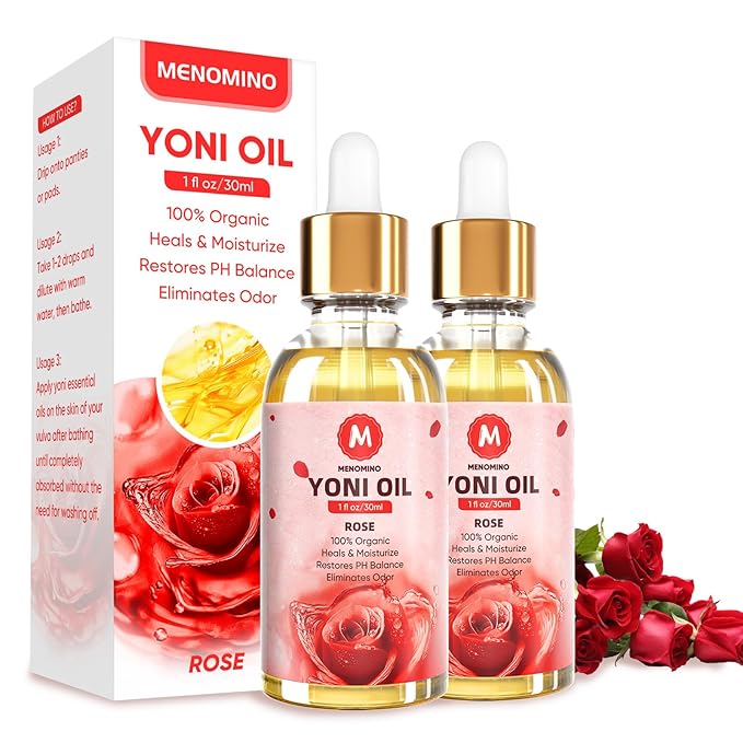 2 Pack Yoni Oil for Women - Organic Rose Feminine Oil, Feminine Deodorant - pH Balance - Eliminates Odor - Yoni Moisturizer, 100% Natural Yoni Essential Oil, 1 fl oz/pc (Rose)