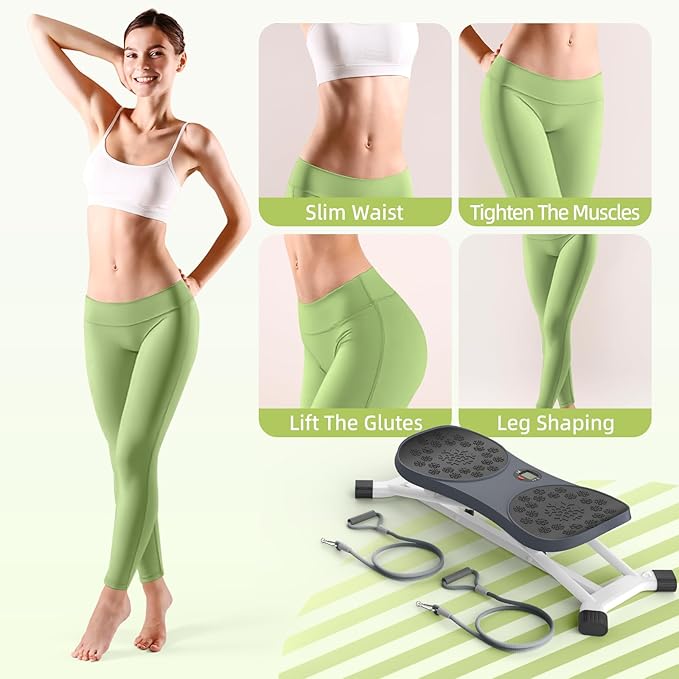 Slide Steppers Exercise for Home, Mini Stair Stepper with Resistance Bands, Full Body Workout Machine, Simulate Skiing Posture, 300 LBS Weight Capacity