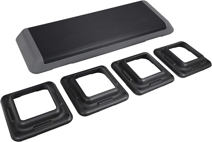 Smartxchoices 43 Inch Aerobic Stepper Adjustable Exercise Workout Step Platform Bench with 4 Risers 4" - 6" - 8" Height for Home Gym Fitness Training High Step Aerobics Platform