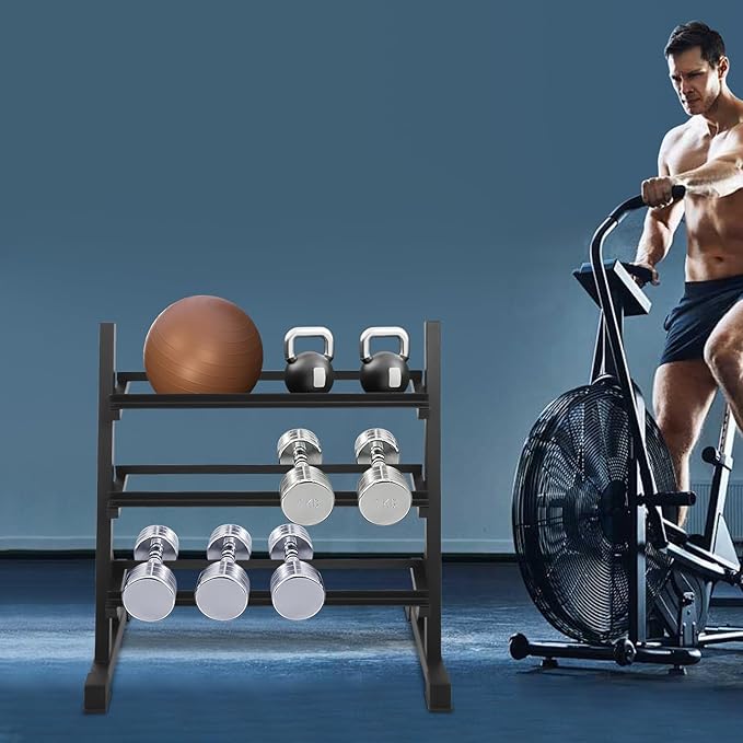 Dumbbell Rack, 3 Tier Weight Storage Rack for Dumbbells Kettlebells, and Weight Plates 500LBS, Workout Dumbbell Storage Rack for Home Gym Fitness