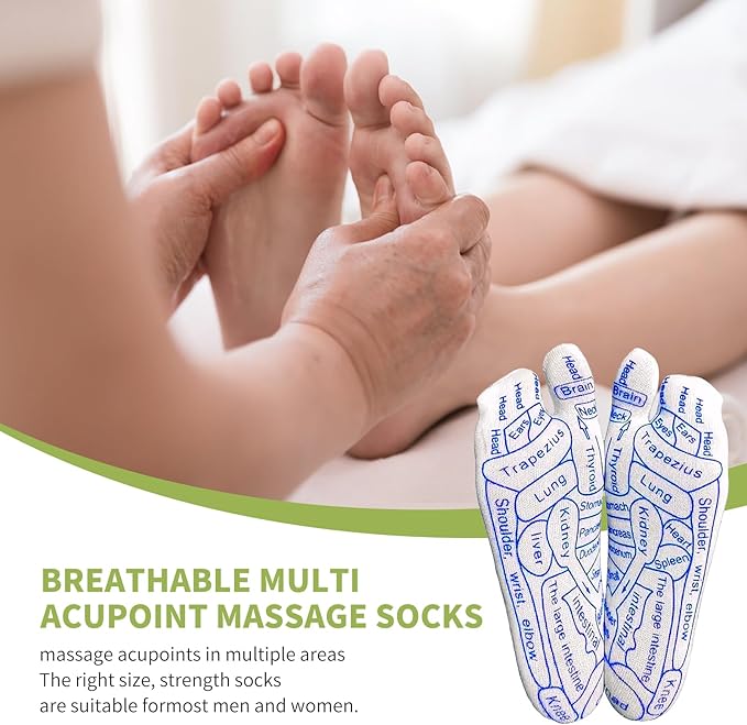 Reflexology Socks with Massage Tool - Reflexology Socks Set with Trigger Point Massage Tool,Foot Pain Relief Remedy for Foot Massage,Acupressure Socks with Tool of (Women's Emerald Green-8PCS)