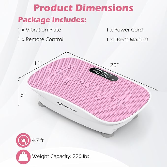 Goplus Vibration Plate Exercise Machine, Vibrating Platform for Lymphatic Drainage w/Remote, LED Display, Home Workout Full Body Shake Board for Weight Loss