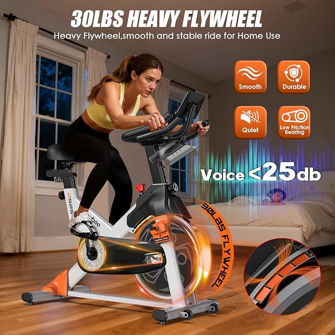 pooboo Exercise Bike, Adjustable Magnetic/Brake Pad Resistance Silent Belt Drive, Indoor Cycling Bike for Home Cardio, Fitness Stationary Bike with 350lbs/300lbs Weight Capacity &Upgraded Version Seat Solid Build 1
