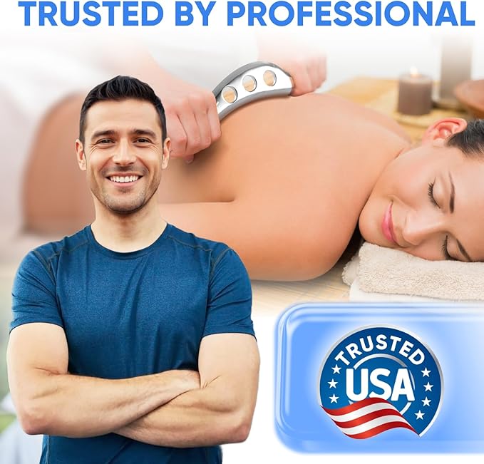 Professional Muscle Scraper Tool – Medical-Grade 304 SS IASTM & Gua Sha Scraping Tool – Ergonomic Fascia Mobilization Instrument for Soft Tissue Massage & Manual Bodywork – Emollient Balm Included