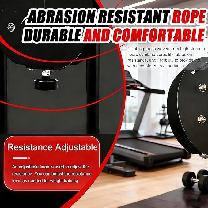 Resistance Trainer Machine, Endless Rope Trainer, 30KG/66LBS Max Adjustable Resistance, Suspension Endless Rope Pulley System, 4m Closed-Loop Nylon Rope, for Interval Resistance Training