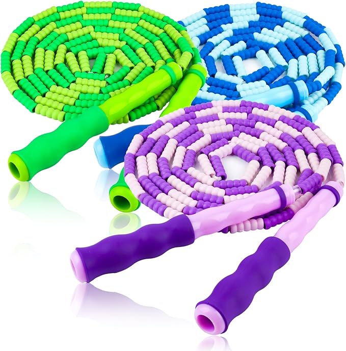 Jump Rope for Kids, 9 Ft Adjustable Jump Ropes for 4 5 6 7 8 10 12, Segmented Soft Beaded Jumping Rope Age 8-12, Tangle Free Skipping Rope for Women Man Fitness Weight Loss