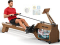 Water Rowing Machines for Home Use, Rower Machine with Smart Electronic Knob,Wooden Row Machine with LCD Monitor & Comfortable Seat, Bluetooth App Compatible for Home Gym Exercise 300 LBS