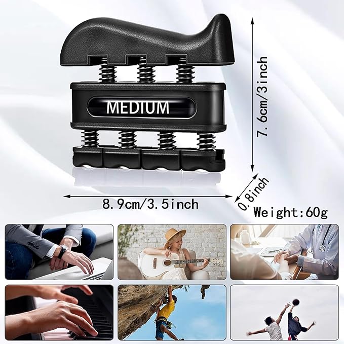 4 Weights Total 8 Piece Grip Strength Trainer Set,Hand Grip Finger Exerciser,Finger Strengthener,Work Fitness Musician Finger Relaxation
