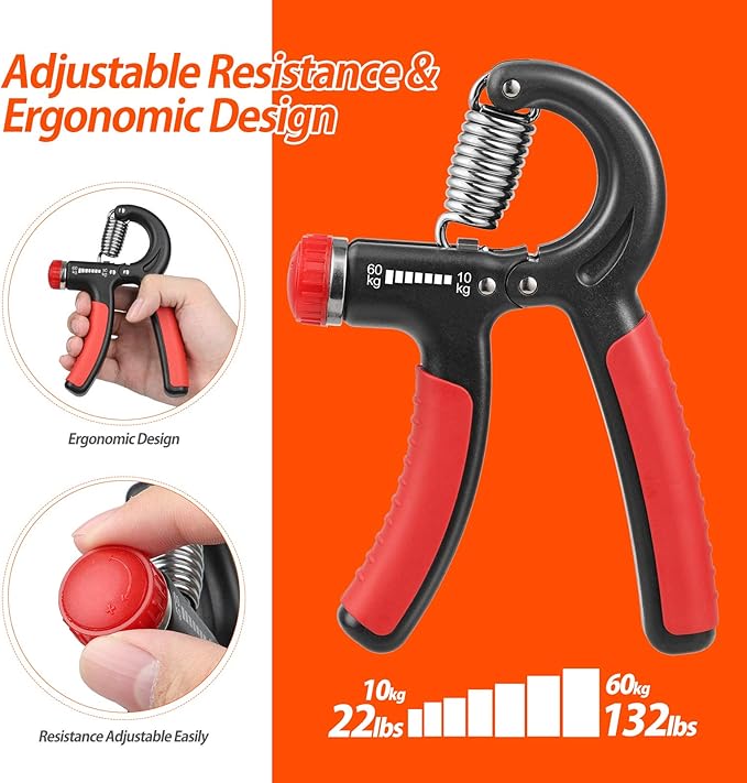 NIYIKOW Grip Strength Trainer, Hand Grip Strengthener, Grip Strengthener, Adjustable Resistance, Forearm Strengthener, Perfect for Musicians Athletes