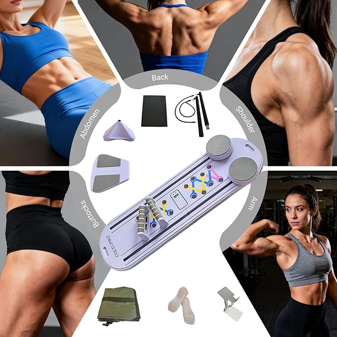 Pilates Reformer,Mini Portable Foldable Pilates Board for Home Workout,Multifunctional Pilates Reformer Sets for Women