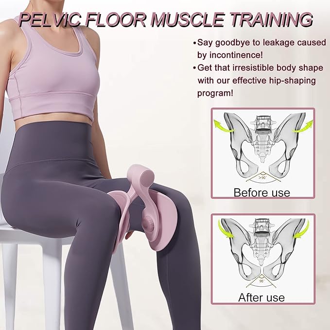 Pelvic Floor Exercise Devices, Inner Thigh Kegel Exerciser, Kegel Trainer for Postpartum Rehabilitation, Exerciser of Thigh at Home, Hip Under Desk Exercise Men Women with Band