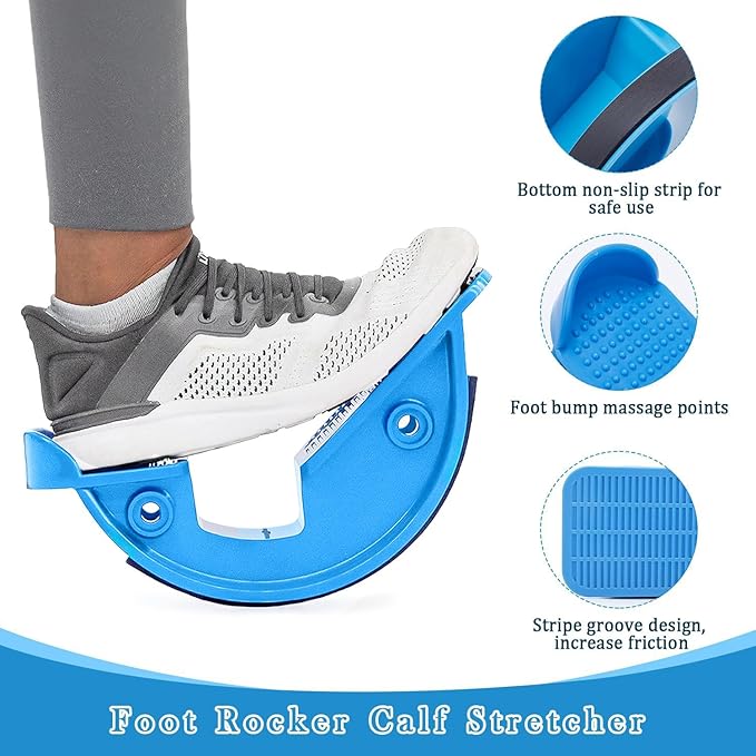 JIURUN Calf Stretcher and Foot Rocker for Plantar Fasciitis - Leg Stretching Strap, Hamstring and Calf Stretcher, Suitable for Stretching Legs and Thighs