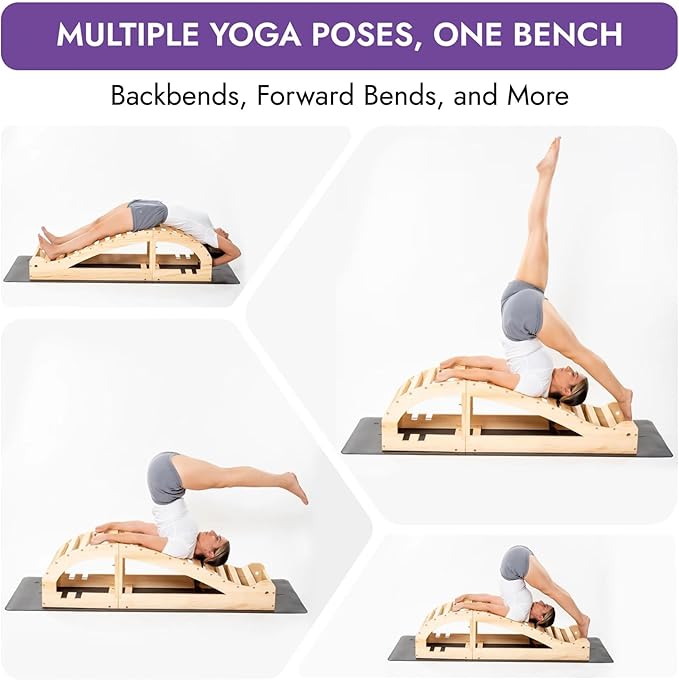 Iyengar Yoga Viparita Dandasana Bench – Wooden Back Bending Bench for Deep Stretching and Flexibility | Large Back Bender for Enhanced Support