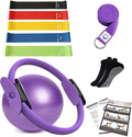 YXILEE Pilates Ring Circle Set - Workout at Home Workout Equipment Women - Booty Bands Stretching Equipment Pilates Mini Exercise Ball for Legs Arms and Thighs