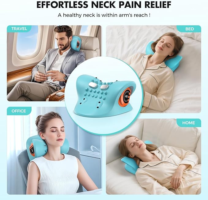 Smedz Neck Massager 2026 New Upgrade 3 in 1 Portable Massager with Heat &Comfortable Stretching–Adjustable Intensity for Neck & Shoulder Relaxation at Home, Office