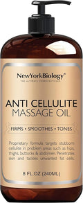 New York Biology Anti Cellulite Massage Oil 8 Fl. oz – Made with 100% Natural Oils – Body Oil for Massage Therapy, Muscle Relaxation and Deep Tissue
