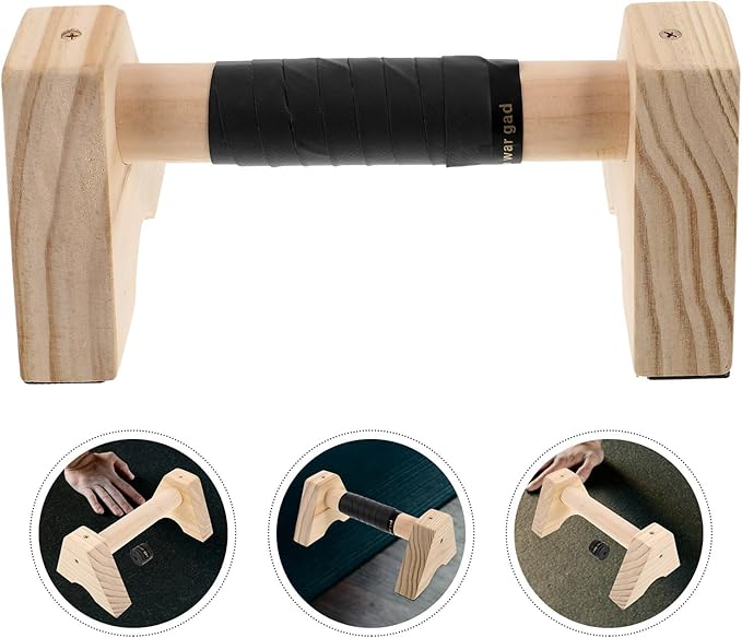 Veemoon Wood Push up Bars Parallel Parallettes Stands Beech Wood Non-slip Fitness Workout Equipment for Home Strength Training and Calisthenics (2pcs, 30cm)