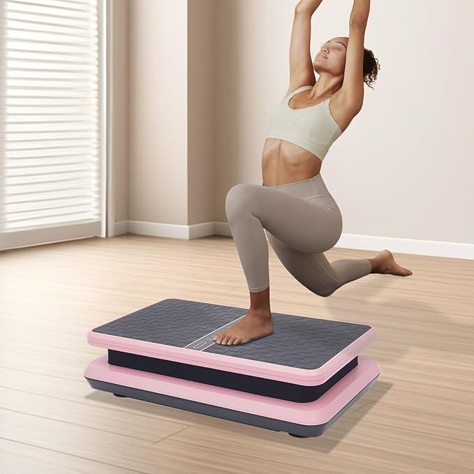 Vibration Plate Exercise Machine -Whole Body Workout Fitness Platform with Remote Control & Resistance Bands 1-99 Speed for Home Gym Whole Body Fitness