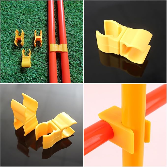 6 Pack Agility Poles Clip Buckle Clamp Attachement Rotatable Connector Adapter for Soccer Agility Training Pole Sticks Obstacle Course Speed Rings Hurdles Football Exercise Equipment DIY