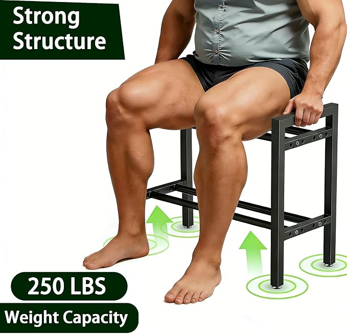 20 IN Dumbbell Rack 2 Tier Adjustable Kettlebell Storage Shelf Heavy-Duty 250LB Space-Saving Weights Stand for Home Gym(Rack Only)