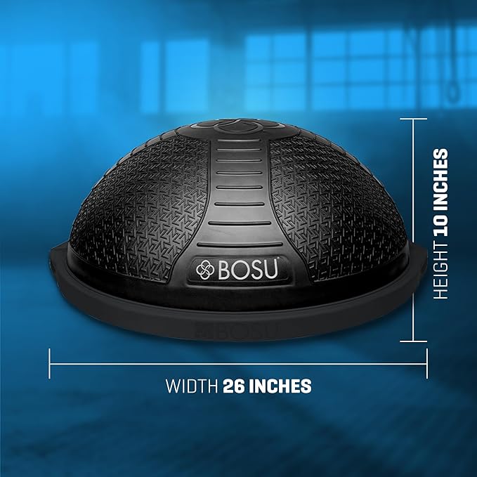 BOSU NexGen 25IN Home Fitness Exercise Gym Strength Flexibility Balance Trainer with Rubberized Non Skid Surface and Hand Air Pump