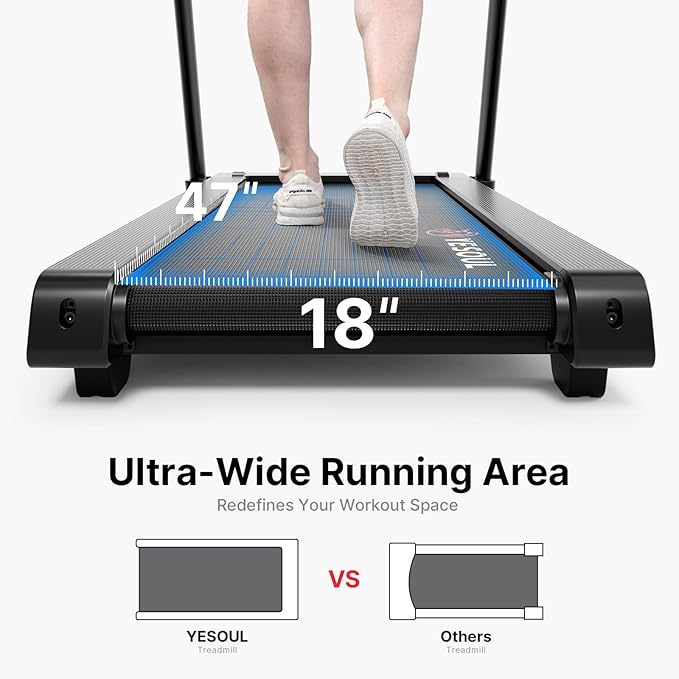 Yesoul Walking Pad Treadmill with 10% Auto Incline, Under Desk Treadmill for Home Walking, Hiking & Running, 300lbs Capacity, Smart App Scenic Routes & Live Classes, Remote & LED Display