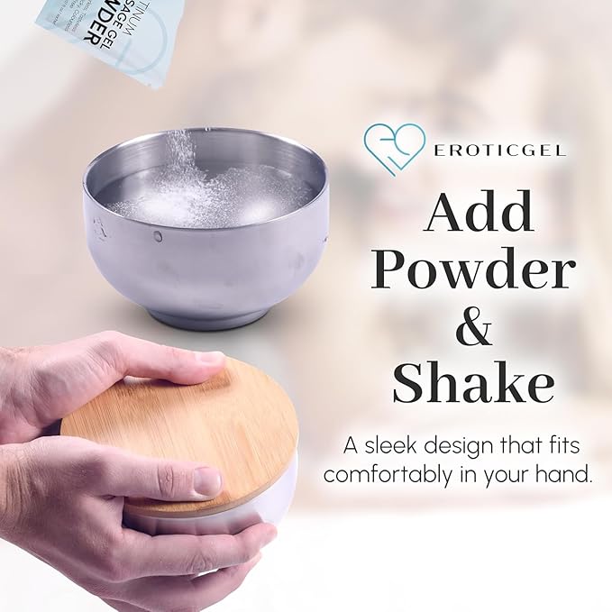 Platinum Nuru Massage Gel Powder and Bowl Set | 5 x Massage Powder 5g Sachet | 1 x 16 fl oz Bowl | Ideal for Relaxing Nuru Massage | Tasteless, Colorless, Stain-Free