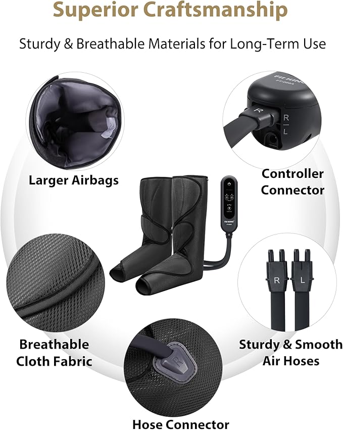 FIT KING Leg Massager for Circulation and Pain Relief, Air Compression Leg and Foot Massager to Relieve Pain Swelling Edema with 2 Size Extensions- Great Gift for Wife Mom and Friend