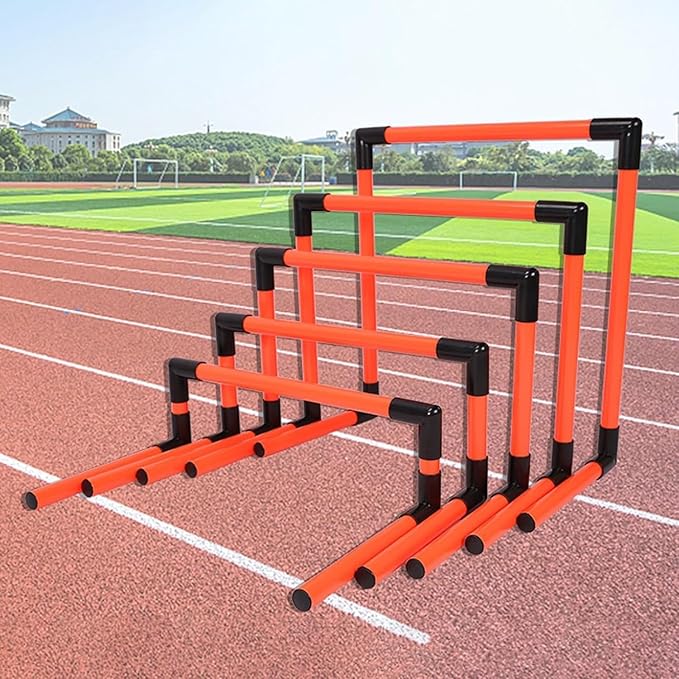 Portable Hurdles Training Equipment 5 Pack, PVC Pipe Agility Training Hurdles Sport Squad Speed Hurdles Set Obstacle Training Track and Field Hurdle (Color : Orange)