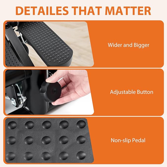 Sweetcrispy Mini Stair Steppers with Resistance Bands for Exercise at Home, Portable Exercise Twist Stepper Machine for Full Body Workout, 300LBS Capacity
