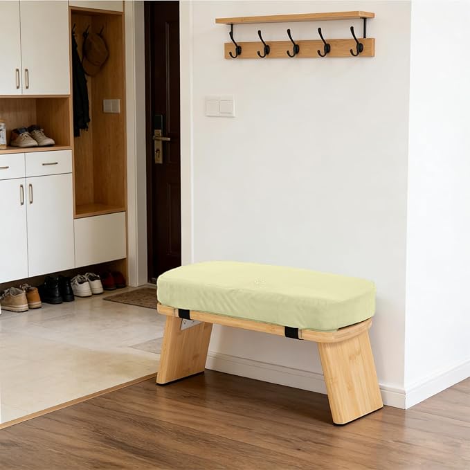 Meditation Bench, Bamboo Meditation Stool, Folding Kneeling Meditation Bench, Seiza Prayer Bench (Beige)