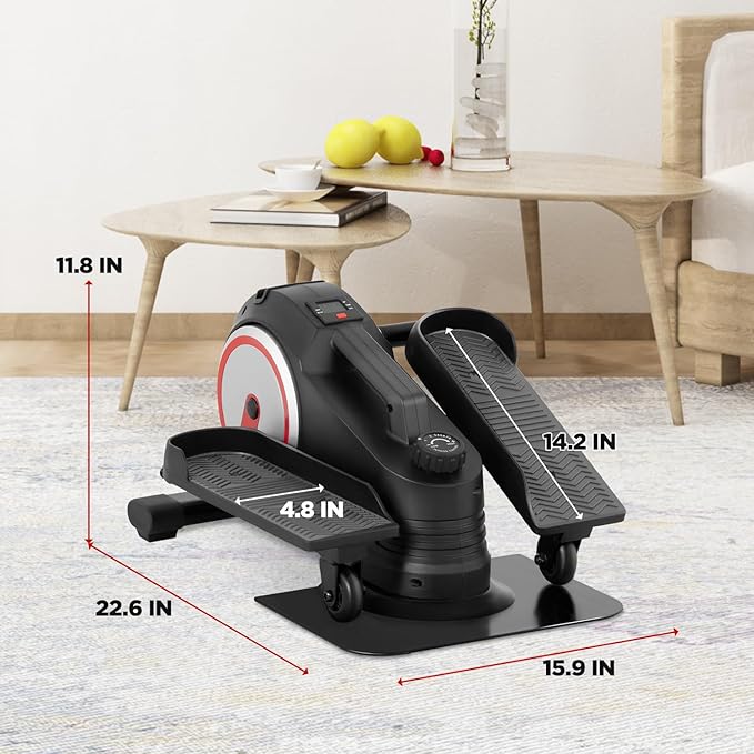 Under Desk Elliptical Machine, Portable Pedal Training Machine for Senior Exercise, Magnetic Mini Ellipse Machines Leg Exerciser Stair Stepper for Home with Resistance for Sitting or Standing