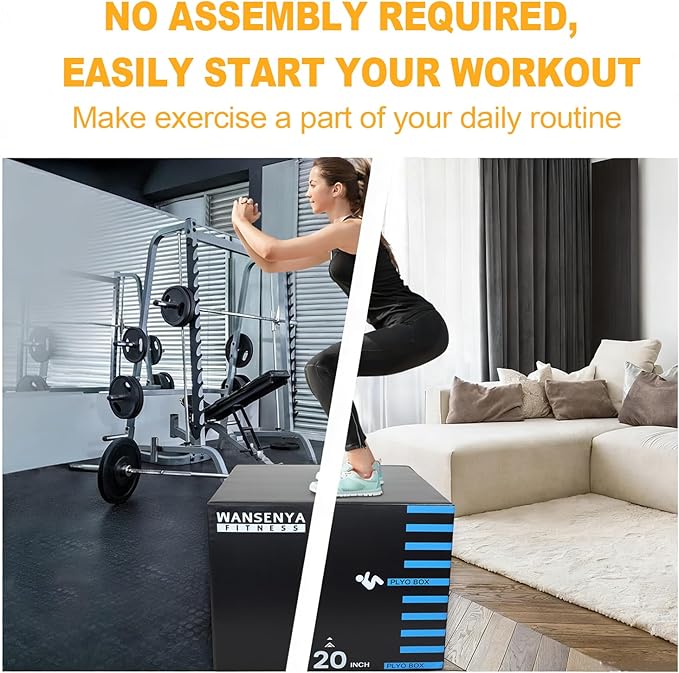3-in-1 Dense Foam Plyometric Jump Box,30"x24"x20"-24"x20"x16"-20"x18"x16"Non-Slip Box Jumps for Home Gym,Exercise Foam Plyo Box for Fitness Training-Step-Ups,Split Squats,Dips,Box Jump Cube