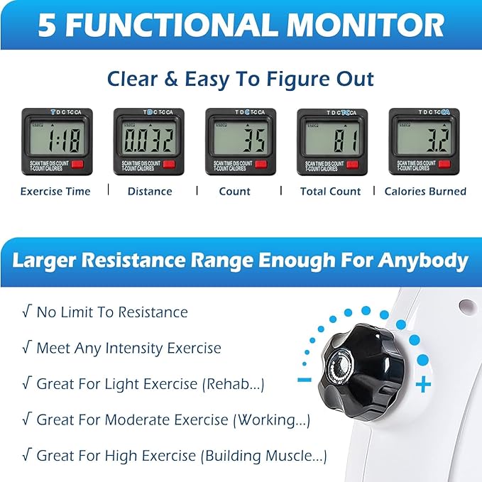 TABEKE Under Desk Bike Pedal Exerciser - Mini Exercise Bike for Arm/Leg Exercise, Pedal Exerciser for Seniors with LCD Display