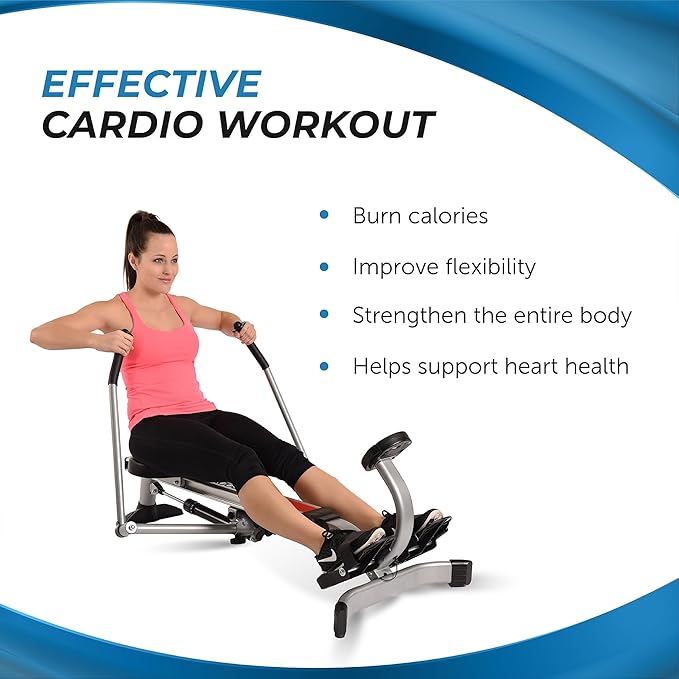 Stamina Hydraulic Rowing Machine, BodyTrac Glider with Cylinder Resistance, 250 Lbs - Home and Gym Exercise Equipment - Ideal for Fitness Training and Body Workout