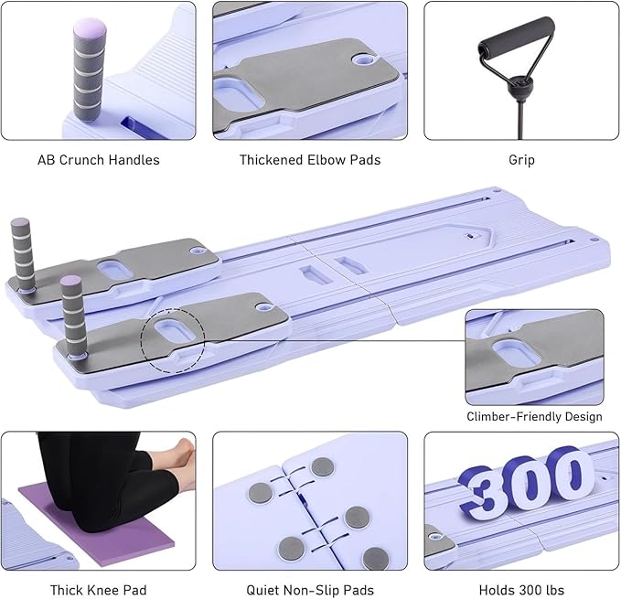 Pilates Reformer Board Set - 2026 Foldable 8-in-1 Pilates Machine for Full Body Workouts, Ab Core Trainer with Resistance Bands, Portable Home Pilates Equipment for Women & Men