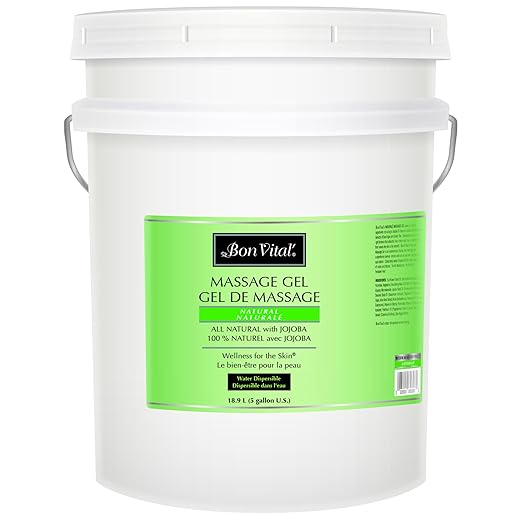 Bon Vital' Naturale Massage Gel, 5 Gallon Pail, Hypoallergenic & Paraben-Free, Natural Massage Lotion Alternative with Botanical Extracts, Lightweight & Non-Greasy Formula, for Sensitive Skin