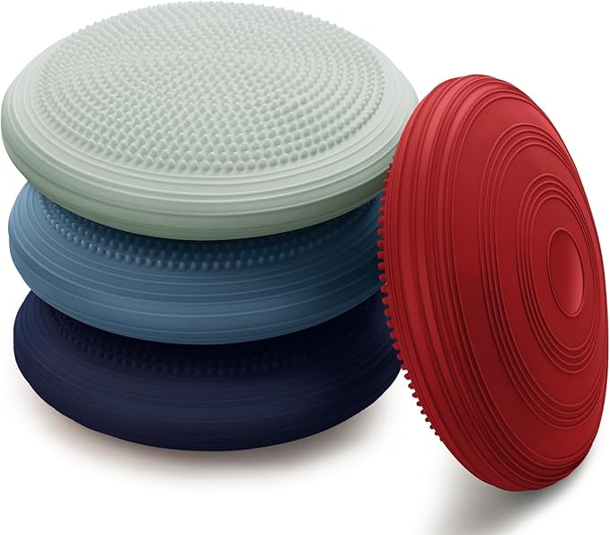 Libima 4 Pcs Wiggle Seat Inflated Wobble Cushion for Sensory Kid 13 Inches Balance Disc Flexible Seating for Classroom Sensory Pad for Chair Wiggle Cushion