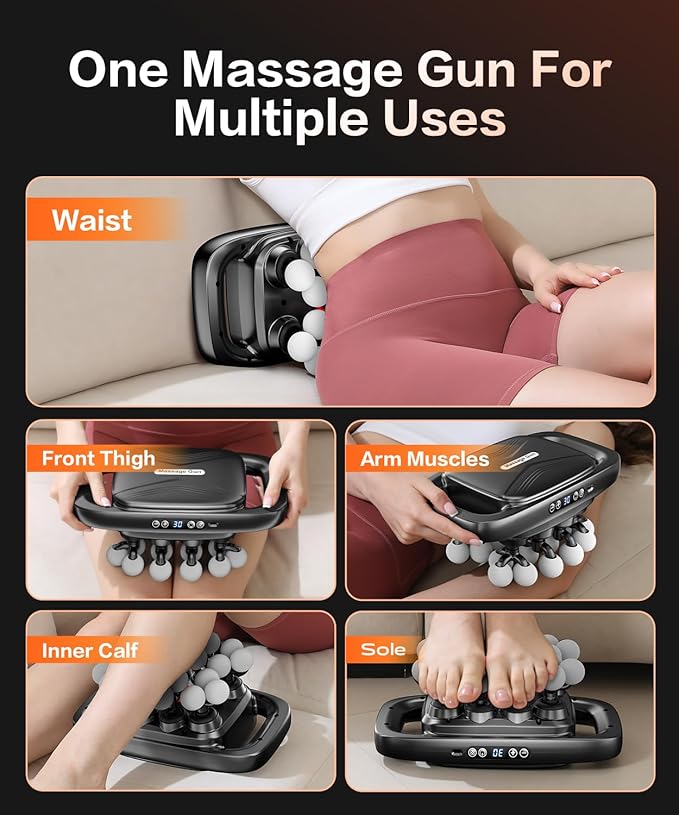 20 Head Massage Gun Deep Tissue Percussion Massager with 3 Modes&30 Intensities-Muscle Massage Gun for Back/Shoulder/Foot/Body/Hand Muscle Pain Relief,Birthday Gifts for Men Dad Husband