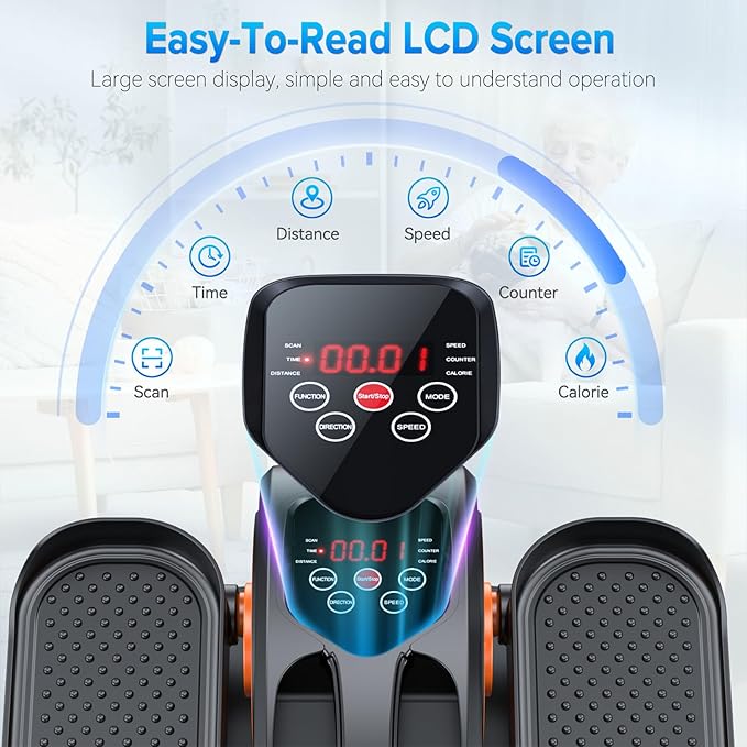 Under Desk Elliptical Machine, Electric Elliptical Leg Exerciser for Seniors Fully Assembled, Quiet & Portable Electric Seated Pedal Exerciser with Remote Control & 12 Adjustable Speeds