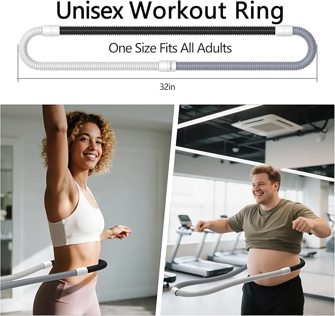 Weighted Soft Spring Fitness Hoop for Adults – 3.3lb Foldable Exercise Hoop, Waist-Friendly Design, Portable Slimming Exercise Equipment for Home and Travel