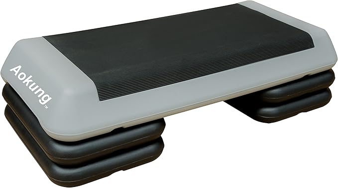 28.5" Original Aerobics Step Height Adjustable 4" - 6" - 8" Fitness & Exercise Step Platform with 4 Risers