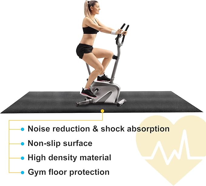 ZENY Large Exercise Equipment Mat 96"x38" - Heavy Duty Floor Protection for Treadmill, Bike & Elliptical, 6mm Thick Non-Slip Shock Absorbing Gym Mat