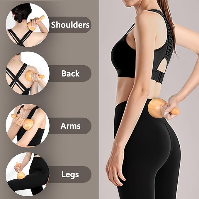 Wood Therapy Massage Tool, Wooden Lymphatic Drainage Sculpt Cup Cellulite Massage Tool, Body Sculpting Tool for Cellulite Reduction,Muscle Tension Release,Body Contouring & Shaping