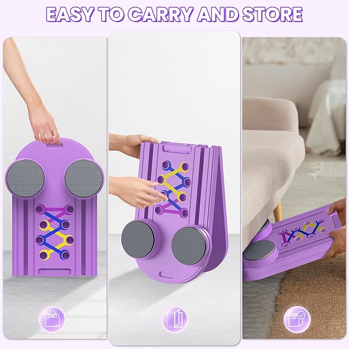 Portable Pilates Reformer Board, Professional Foldable Multi-Purpose Pilates Board for Full Body Workout, Home Pilates Training Equipment Sliding Board, ‌Lavender Purple