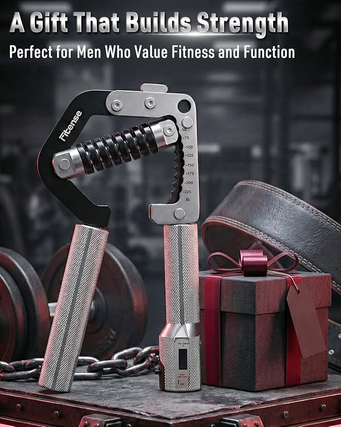 Grip Strength Trainer - Adjustable Hand Gripper Strengthener 8 Levels 50-225 lbs with Counter, Hand Grip Exerciser Wrist Strengtheners, Forearm, Finger & Hand Strength Training for Athletes, Climbers & Rehabilitation