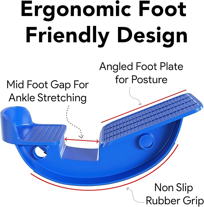ProHeal Foot Rocker Calf Stretcher with Spiked Ball Massager - for Plantar Fasciitis, Achilles Tendonitis - Calf, Foot, Heel, and Ankle Stretcher - Lower Leg Pain Relief - Blue with Yellow Ball