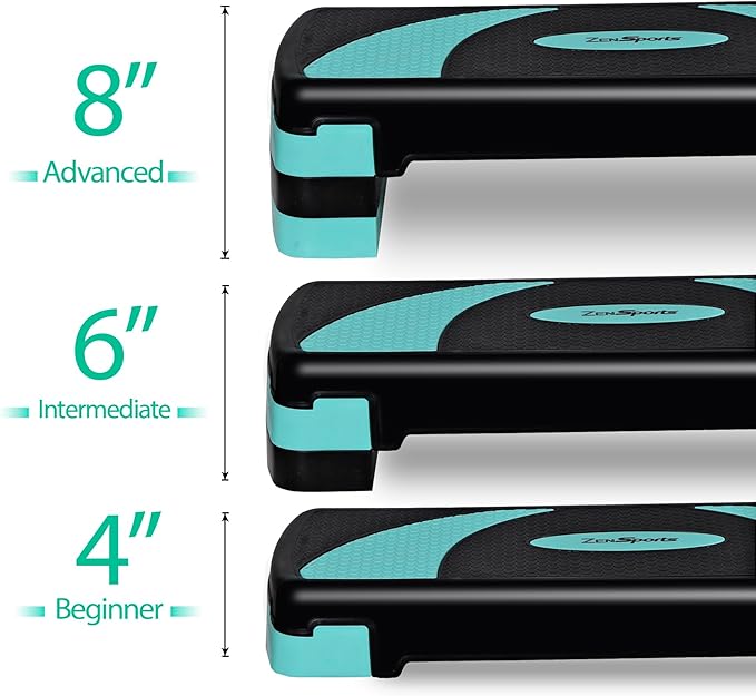30" Aerobic Step Platform - 3-Level Adjustable Height (4"/6"/8"), Non-Slip Fitness Stepper w/Stackable Risers for Home Gym, Cardio & Strength Training