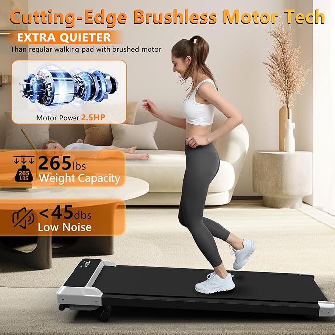3-in-1 Walking Pad with Incline,2.5 HP Under Desk Treadmill for Home Office,265 LBS Compact Walking Treadmill with LED Display,No Assembly