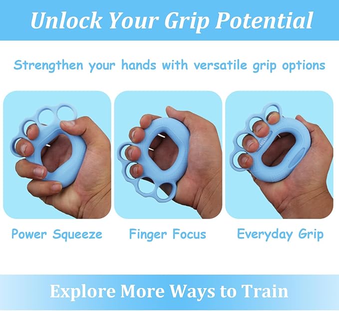 3 Pack Finger Exerciser & Hand Grip Strengthener, 3 Resistance Levels (20–50 lbs), Ergonomic Silicone Hand Strengthener for Rehab, Arthritis & Therapy, Ideal for Musicians, Climbers, Seniors